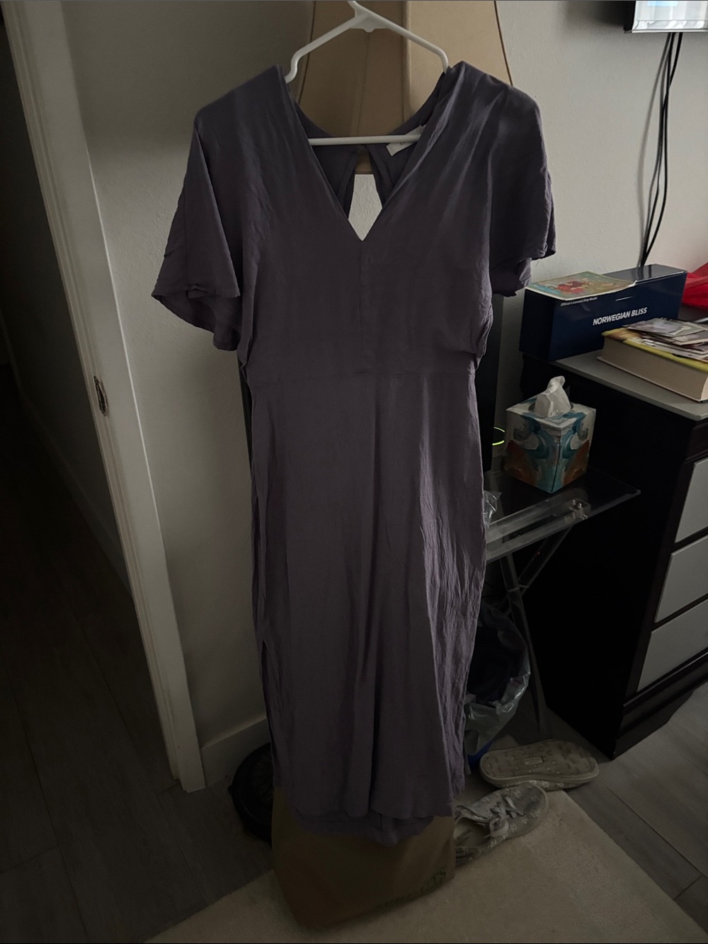 Lush Lavender V-Neck Midi Dress
